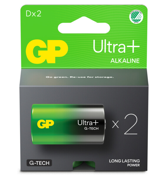 2 Alkali-Batterien Typ D (LR20) Ultra+ 1,5 V