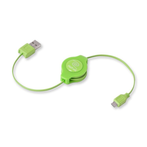Aufrollbares USB-auf-Micro-USB-Kabel – 1 m – Grün