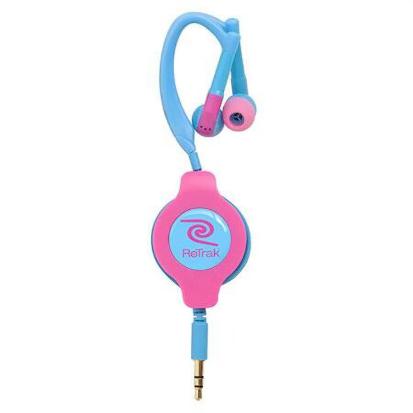 Einziehbare In-Ear-Sportkopfhörer - Blau/Pink