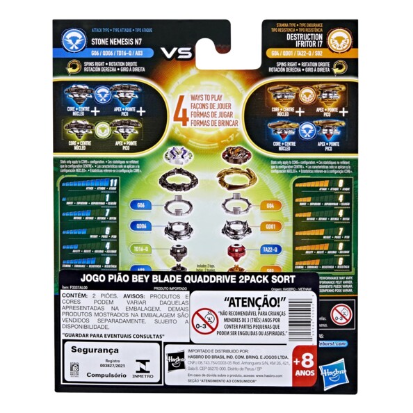 2 Beyblade Burst Quad Drive Kreisel - Destruction Ifritor I7 VS Stone Nemesis N7