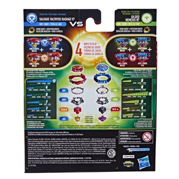 2 Burst Quad Drive Beyblade-Kreisel - Gilded Nemesis VS Salvage Vatryek Rashad