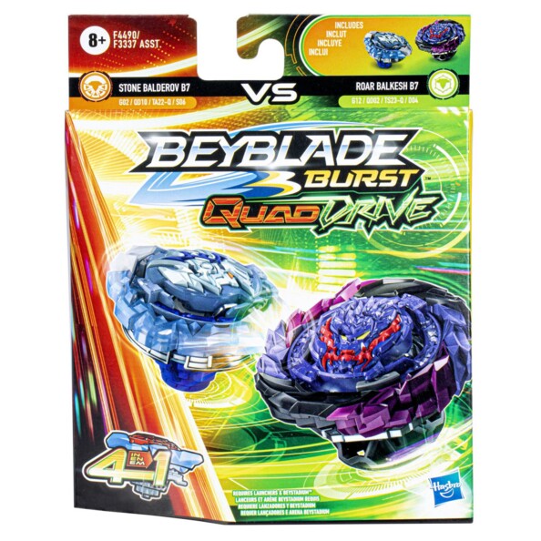 2 Beyblade Burst Quad Drive Kreisel - Stone Baldero B7 VS Roar Balkesh B7