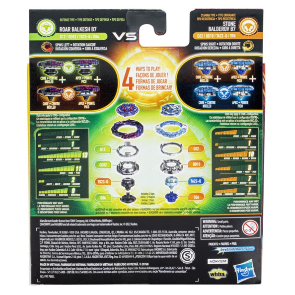 2 Beyblade Burst Quad Drive Kreisel - Stone Baldero B7 VS Roar Balkesh B7