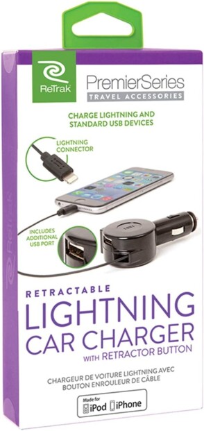 USB-KFZ-Ladegerät mit einziehbarem Lightning-Kabel