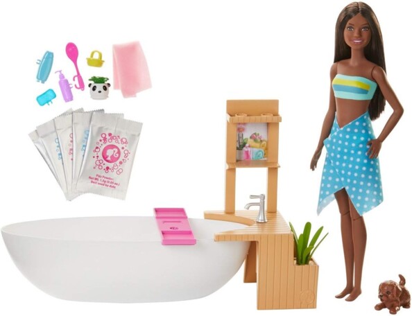 Barbie Wellnesstag-Set mit Puppe und Badewanne