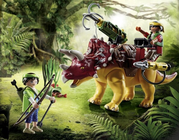 Playmobil Triceratops und Soldaten aus der Dino Rise-Kollektion 71262
