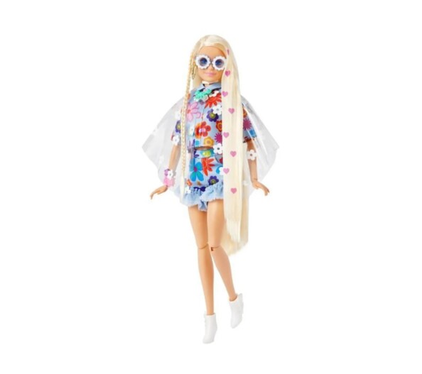 Barbie Extra Puppe mit Blumenkleid und Häschen