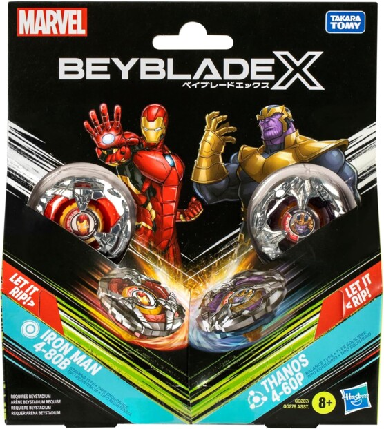Beyblade X Marvel : Iron Man 4-80B vs Thanos 4-60B Kreisel