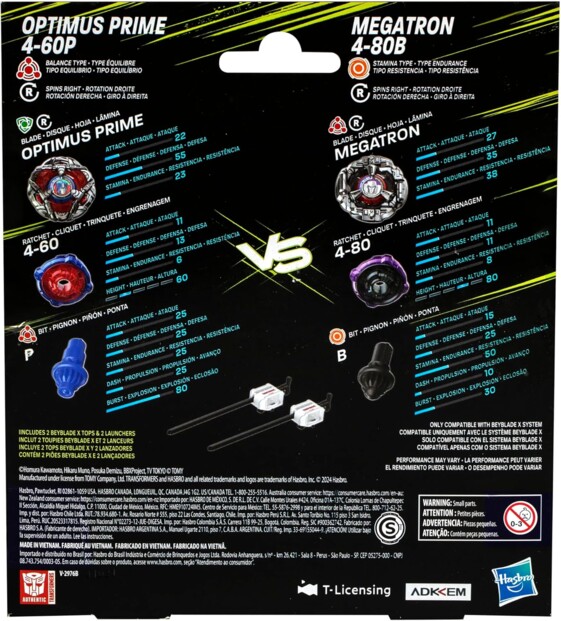 Transformers Beyblade X Optimus Prime 4-60P vs Megatron 4-80B Kreisel