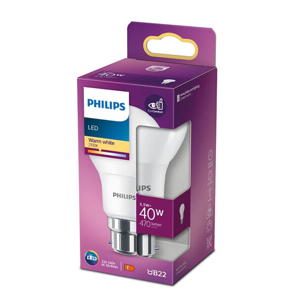 Philips B22 A60 LED-Glühlampe warmweiß 5,5 W / 470 lm