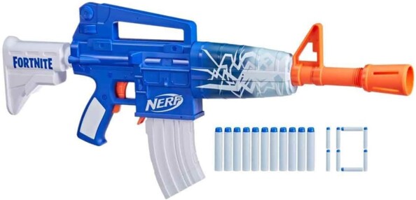 Nerf Fortnite Blue Shock Dart Blaster mit motorisiertem Schnellfeuer