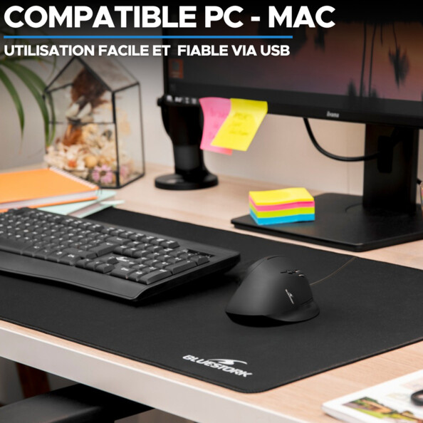 M-W-ERGO Ergonomische Kabelmaus mit 7600 dpi