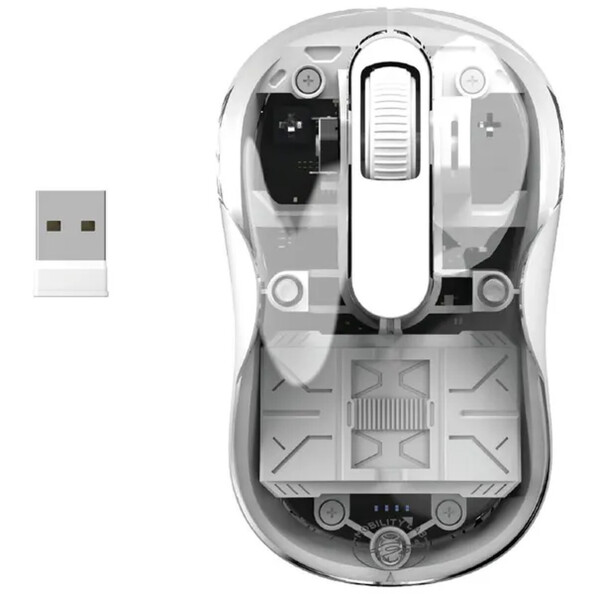 Transparente kabellose Phantom Maus – Weiß