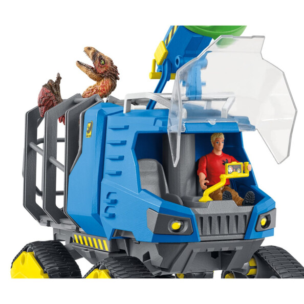 Raupenfahrzeug „Dinosaurs“ mit dem Dakotaraptor und dem Ranger Flynn