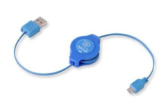 Aufrollbares USB-auf-Micro-USB-Kabel – 1 m – Blau