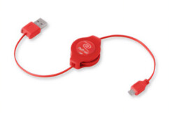 Aufrollbares USB-auf-Micro-USB-Kabel – 1 m – Rot