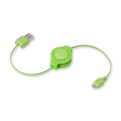 Aufrollbares USB-auf-Micro-USB-Kabel – 1 m – Grün