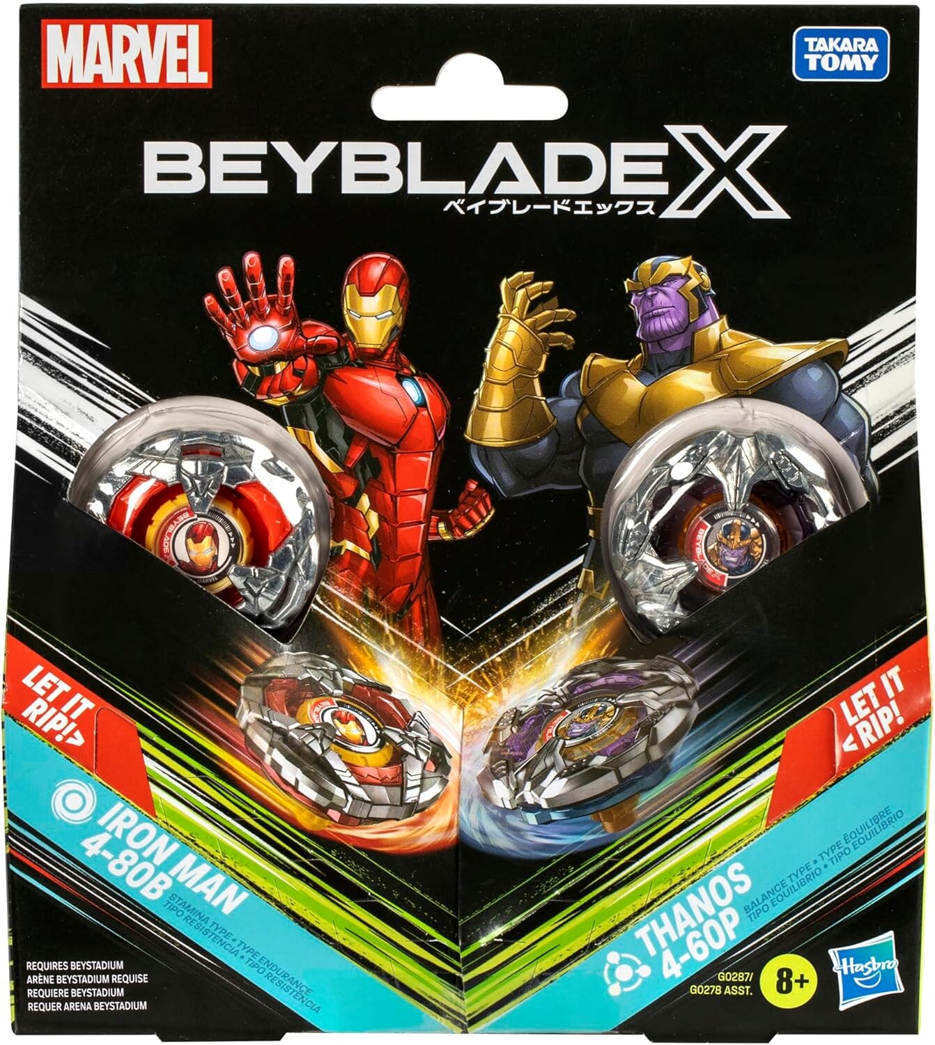 spielzeug blade kreisel Beyblade X Marvel : Iron Man 4-80B vs Thanos 4-60B Kreisel