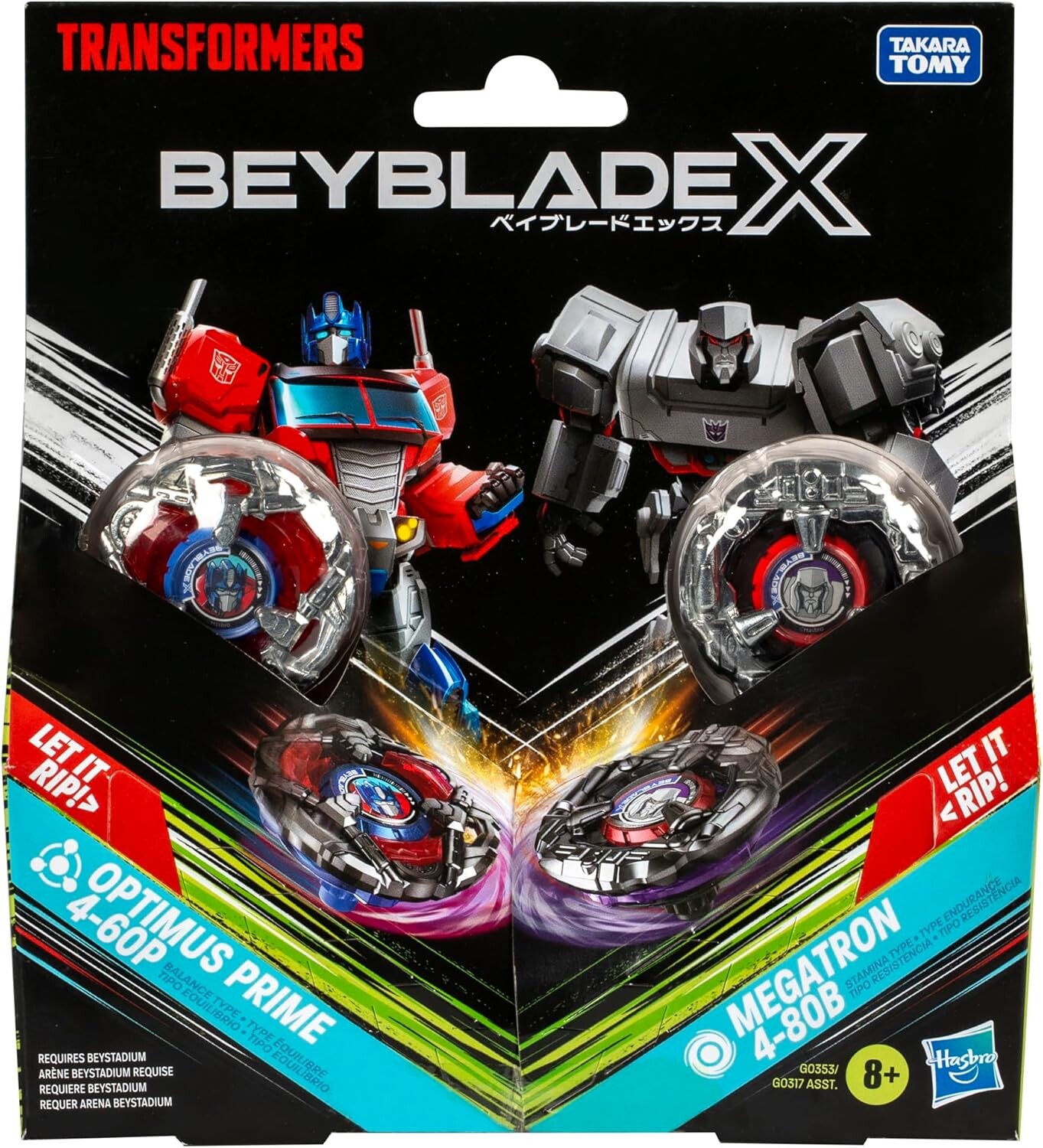 spielzeug kreisel blade Transformers Beyblade X Optimus Prime 4-60P vs Megatron 4-80B Kreisel